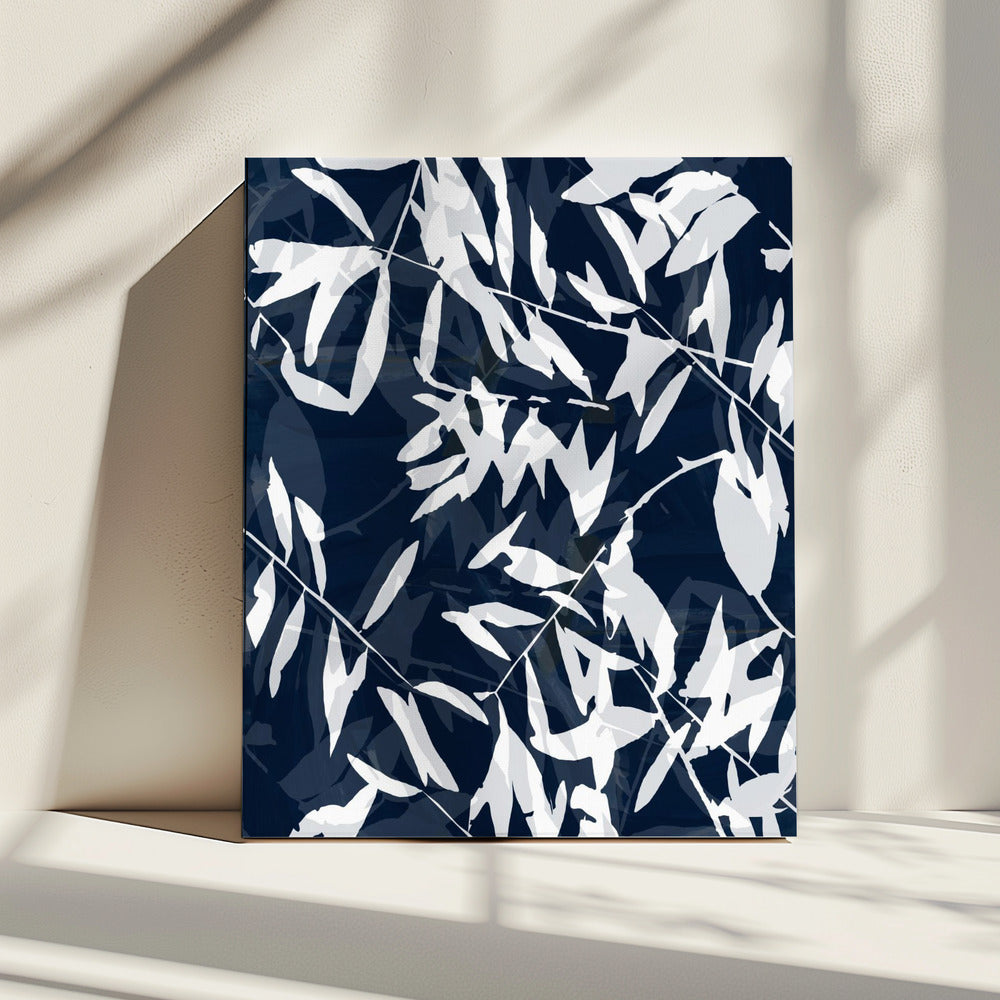 Marineblau Weiß Bambus 1 | Leinwand