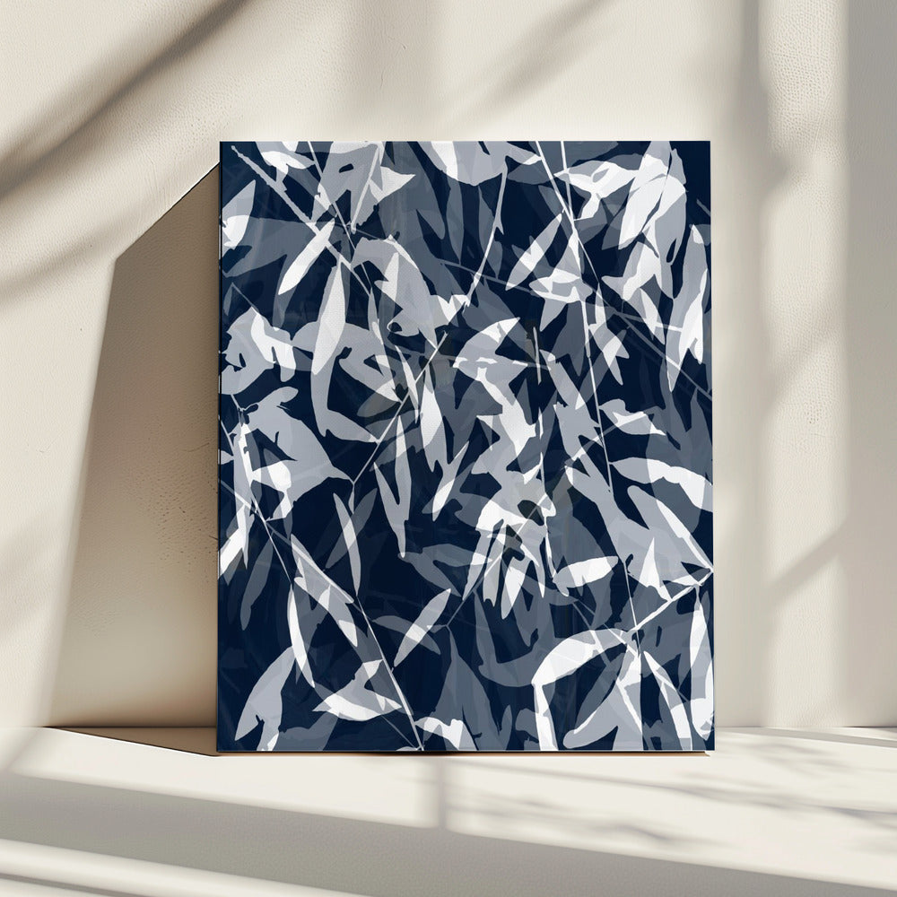 Marineblau Weiß Bambus 3 | Leinwand