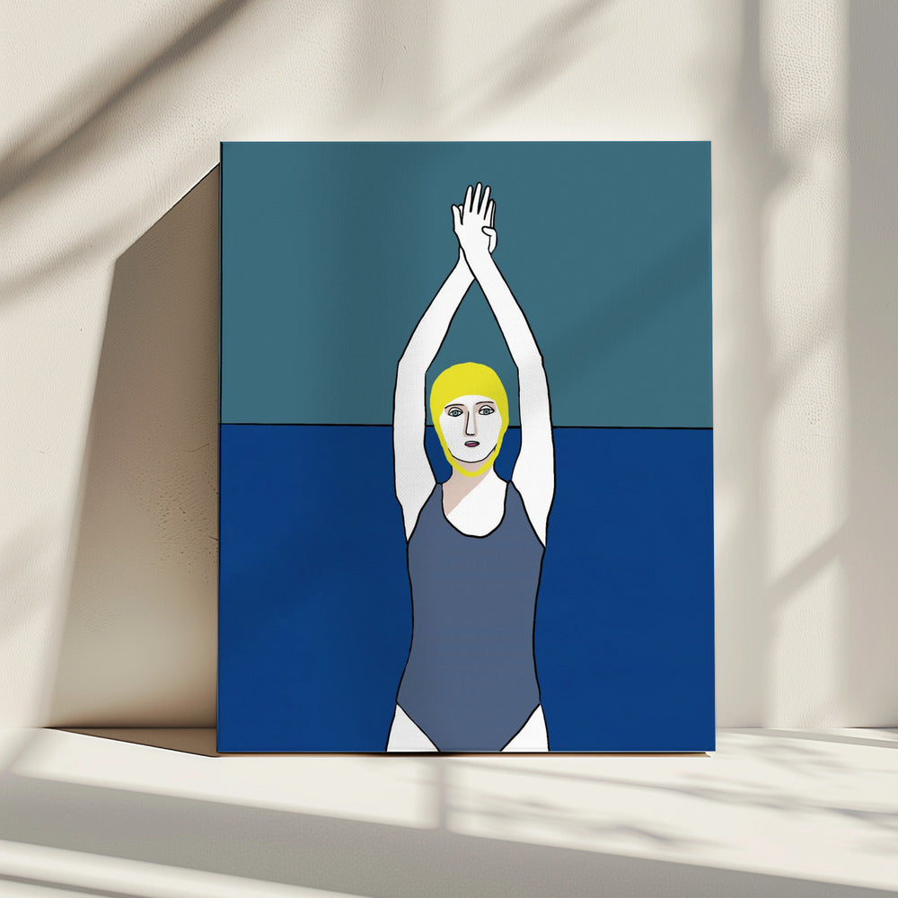 Schwimmer mit gelber Kappe | Leinwand