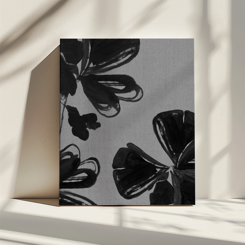 Schwarzes Blumenmuster 4 | Leinwand
