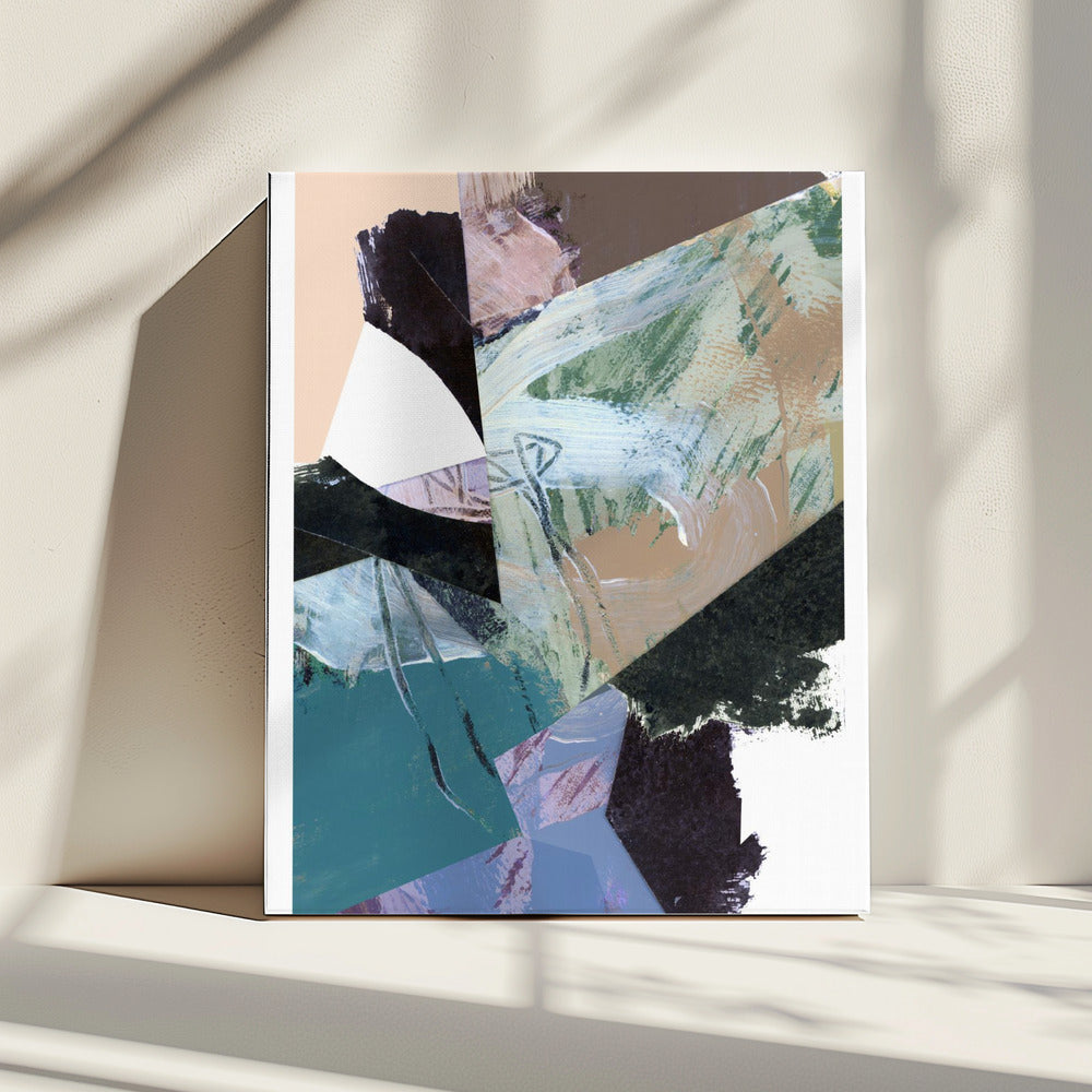 Blau Schwarz Neutral Weiß Abstrakt 2 | Leinwand