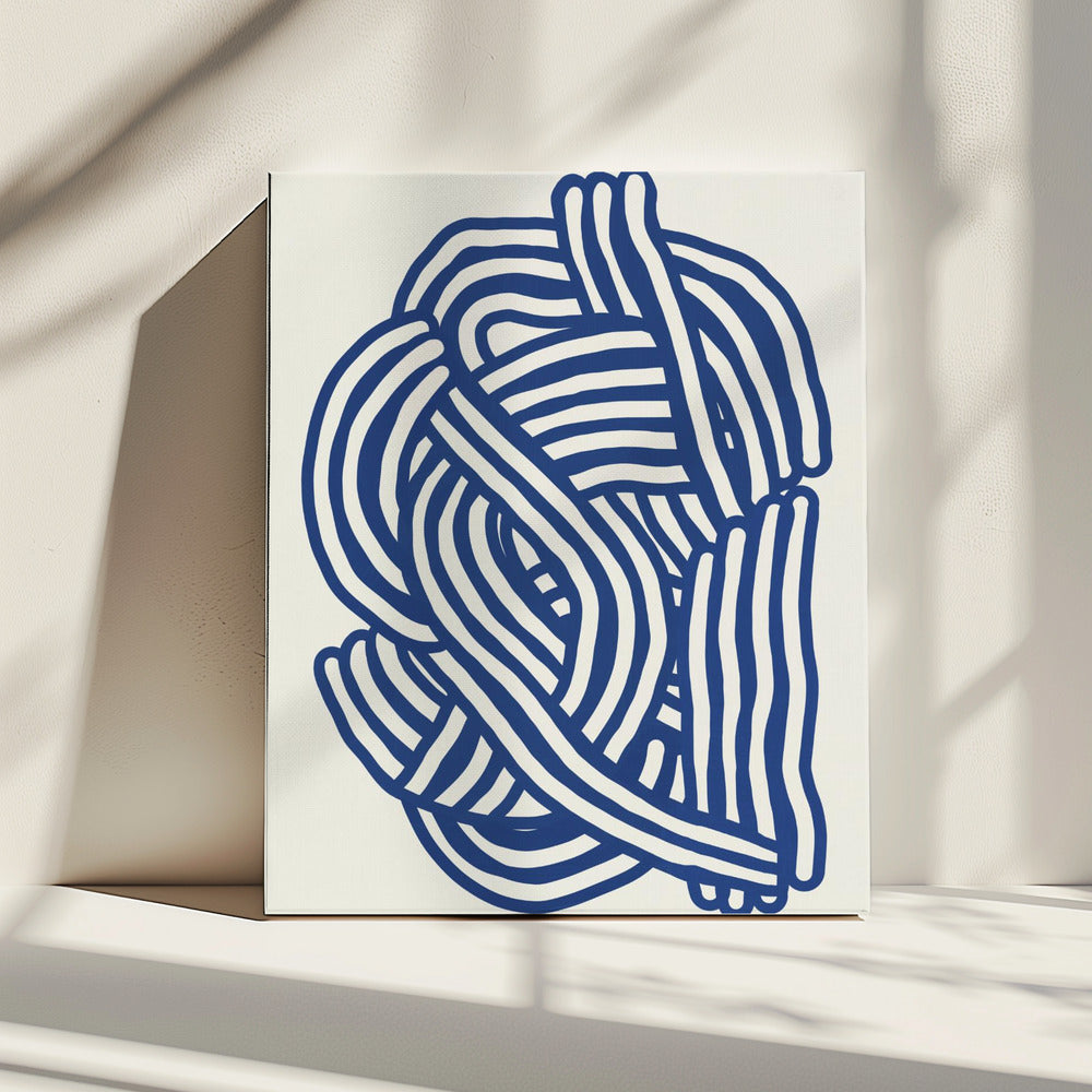 Organische Linienkunstform in Blau | Leinwand