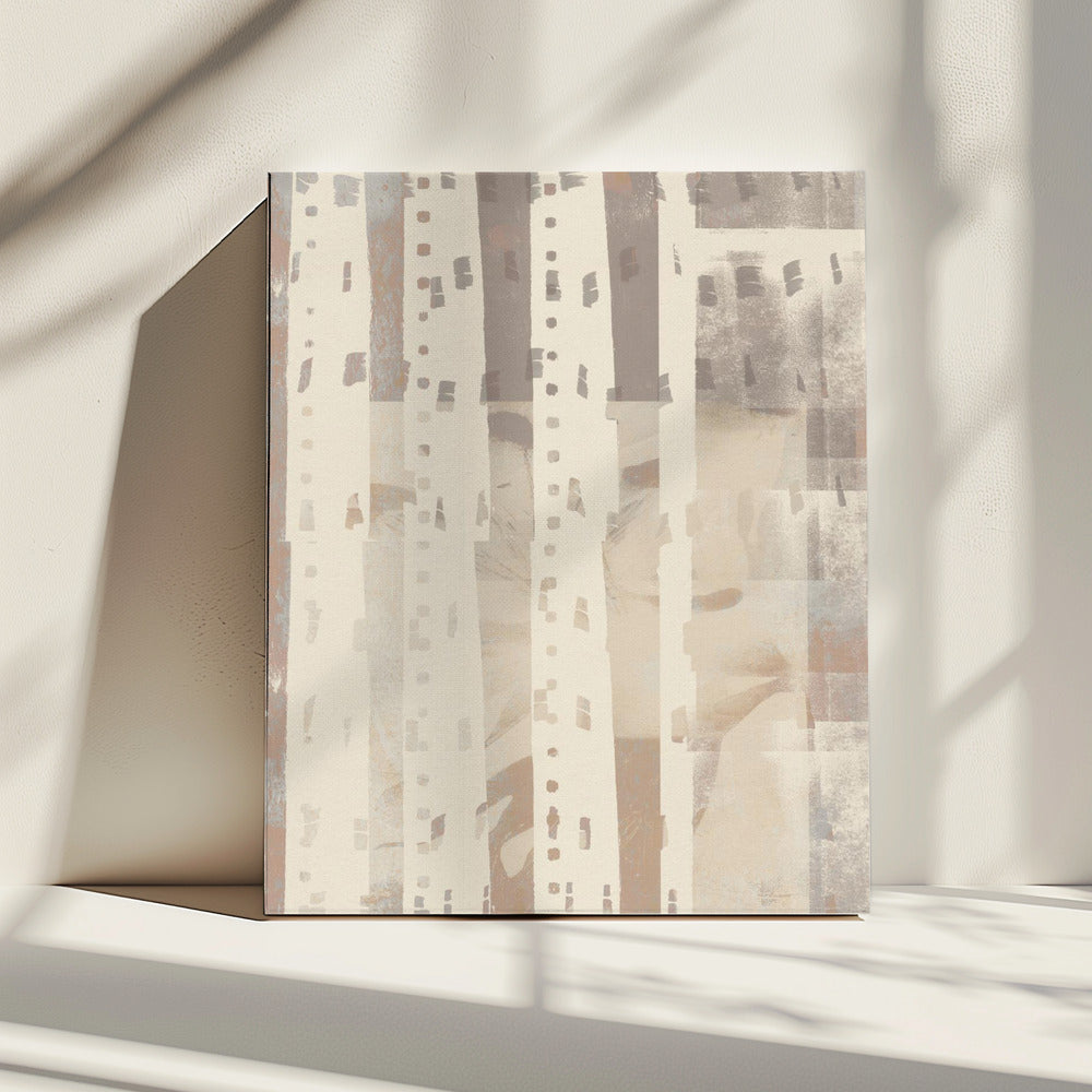 Neutral Abstract pattern in light terracotta, taupe and white. | Canvas
