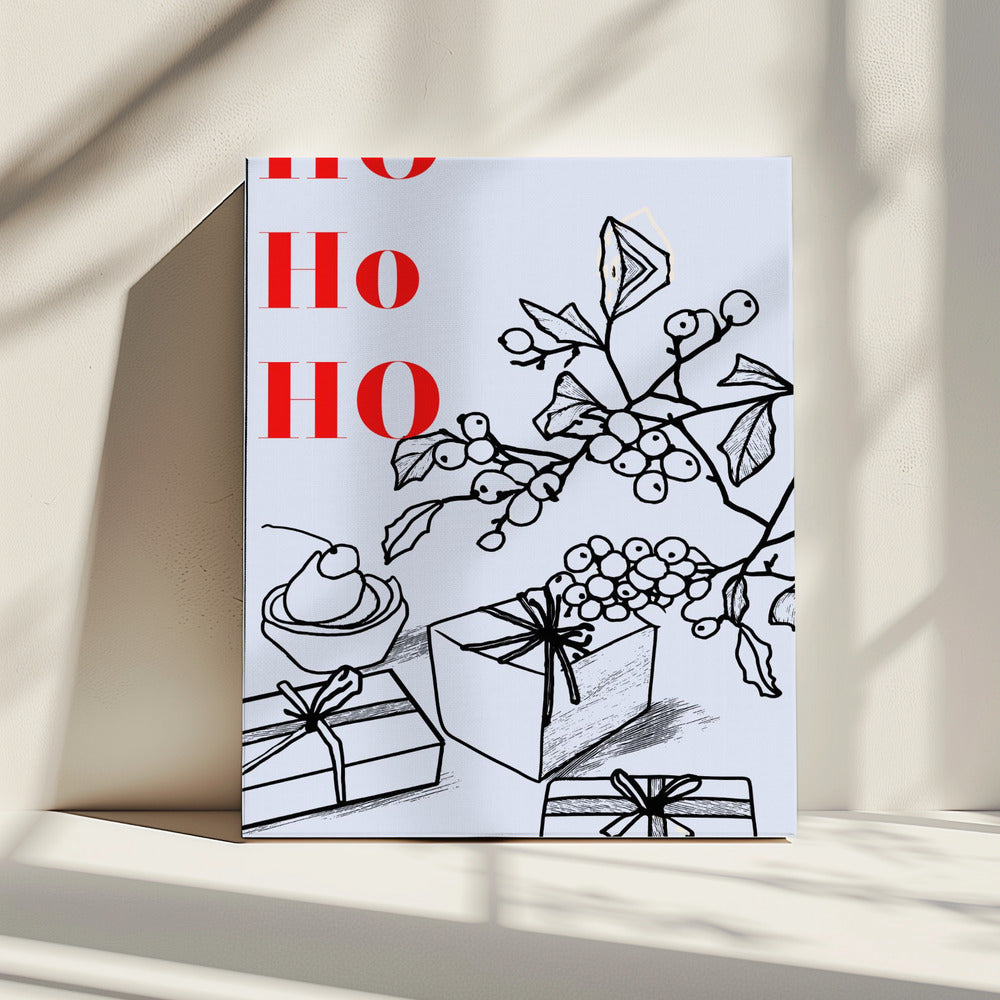 Schleifen und Kugeln: Ho Ho Ho Weihnachten | Leinwand