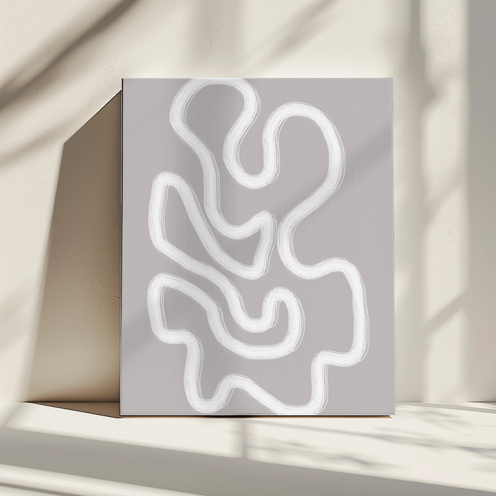 Abstrakte Kunst mit fließenden weißen Linien | Leinwand