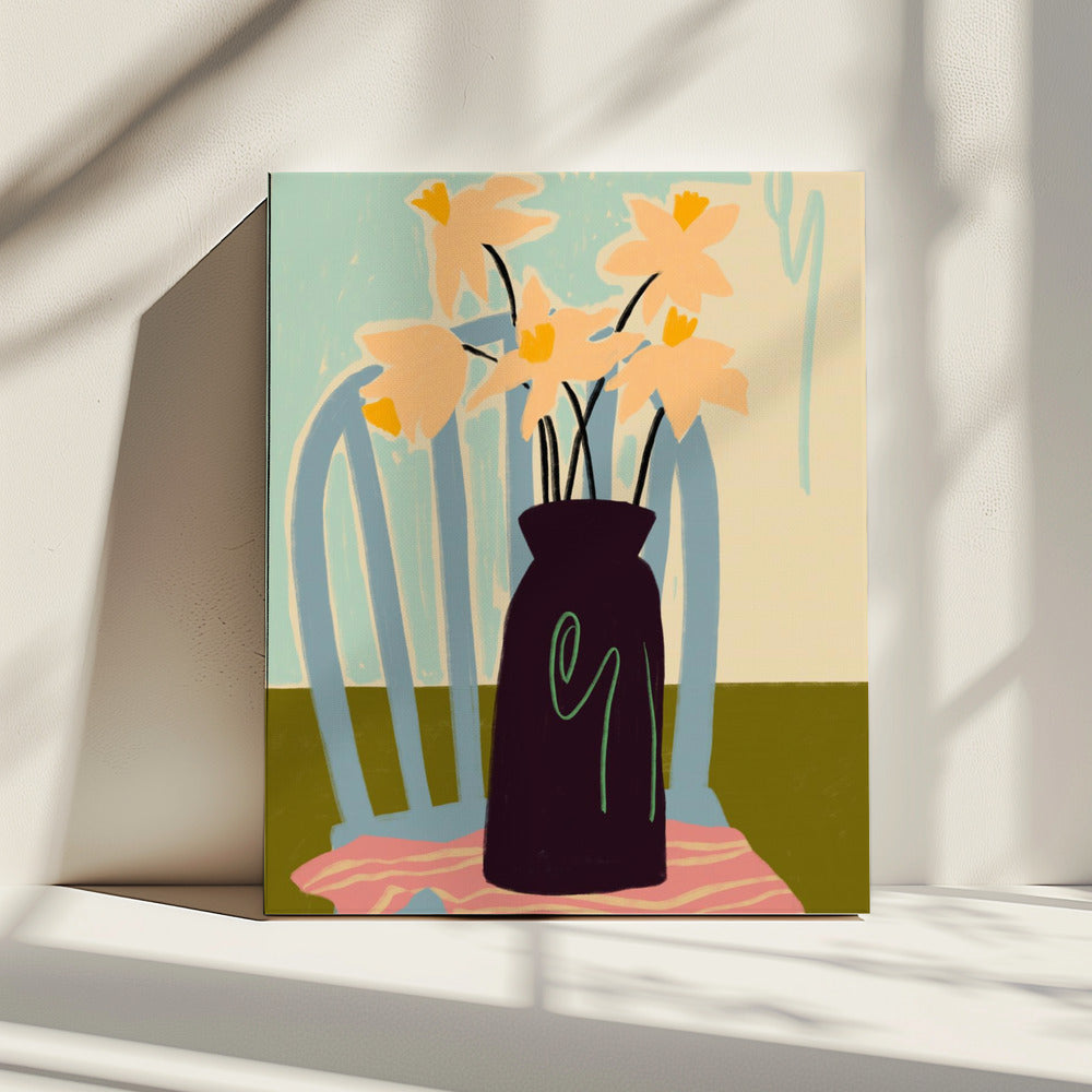 Minimalistisches Stillleben mit Blumen | Leinwand