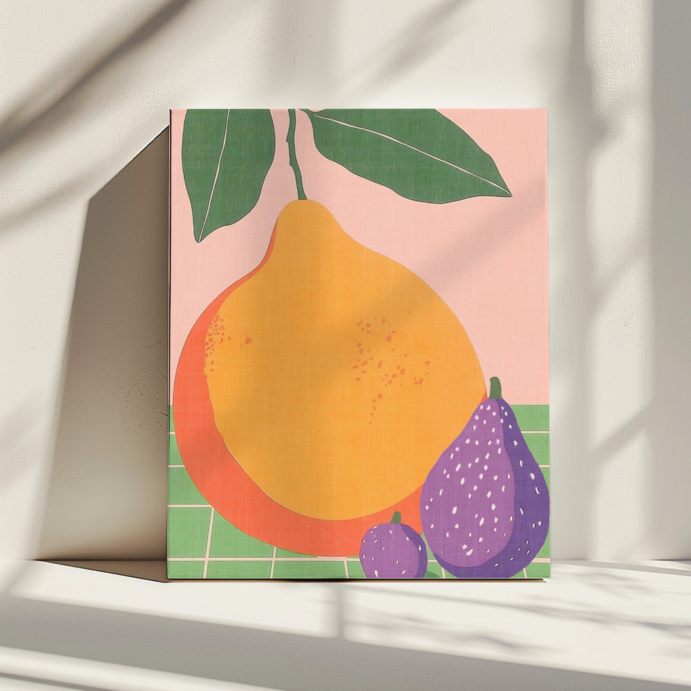 Obstillustration Birne und Feigen | Leinwand