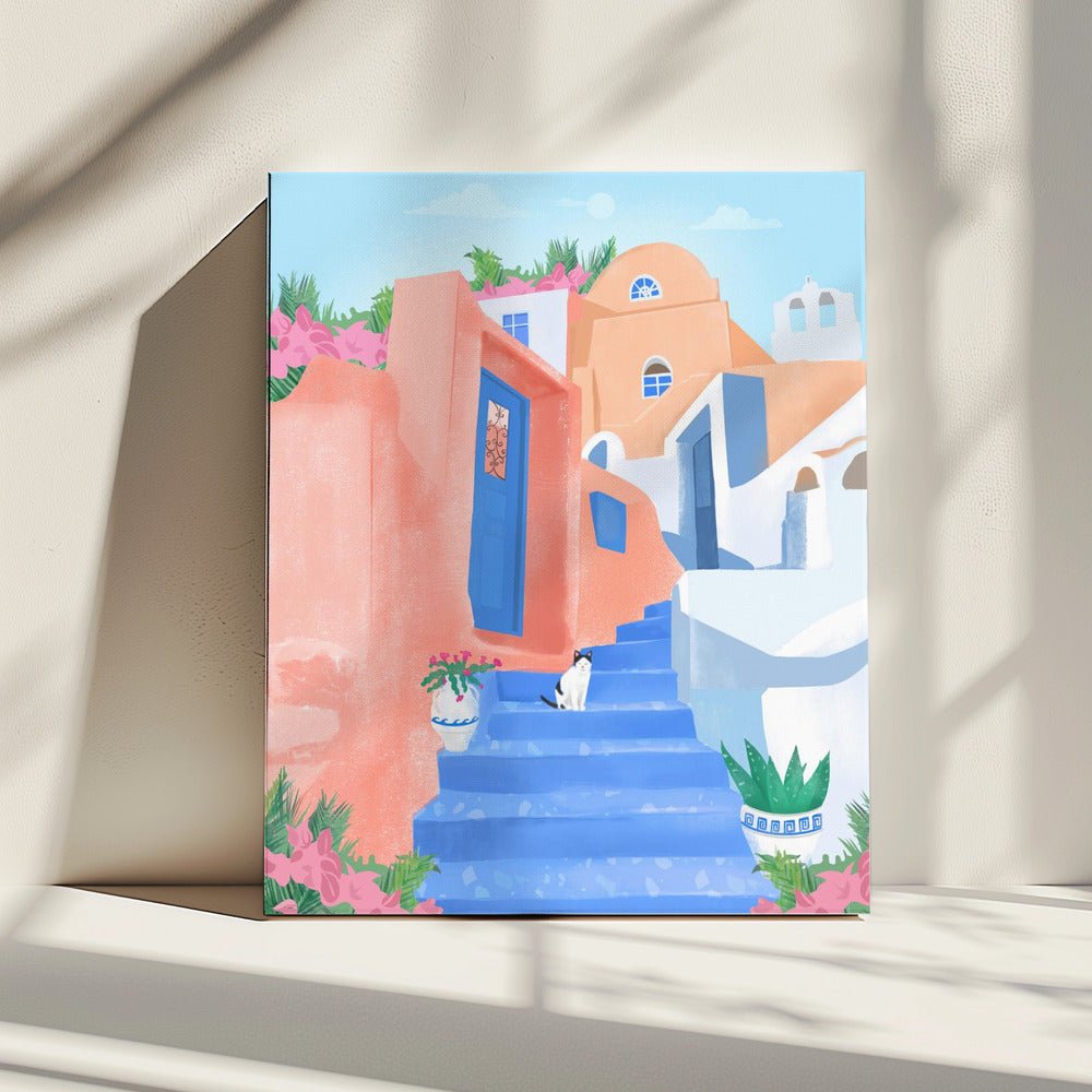 Santorini Straße | Leinwand