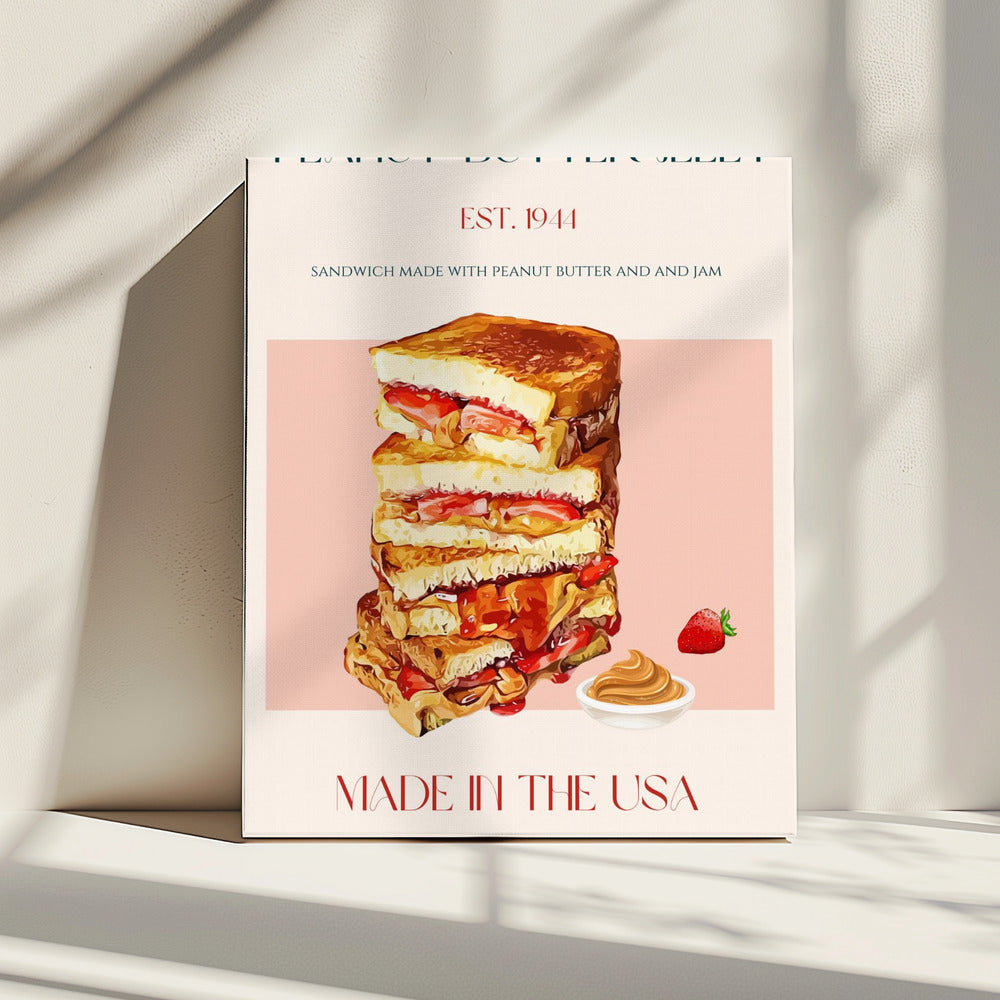 Erdnussbutter- und Marmeladen-Sandwich-Stapel | Leinwand
