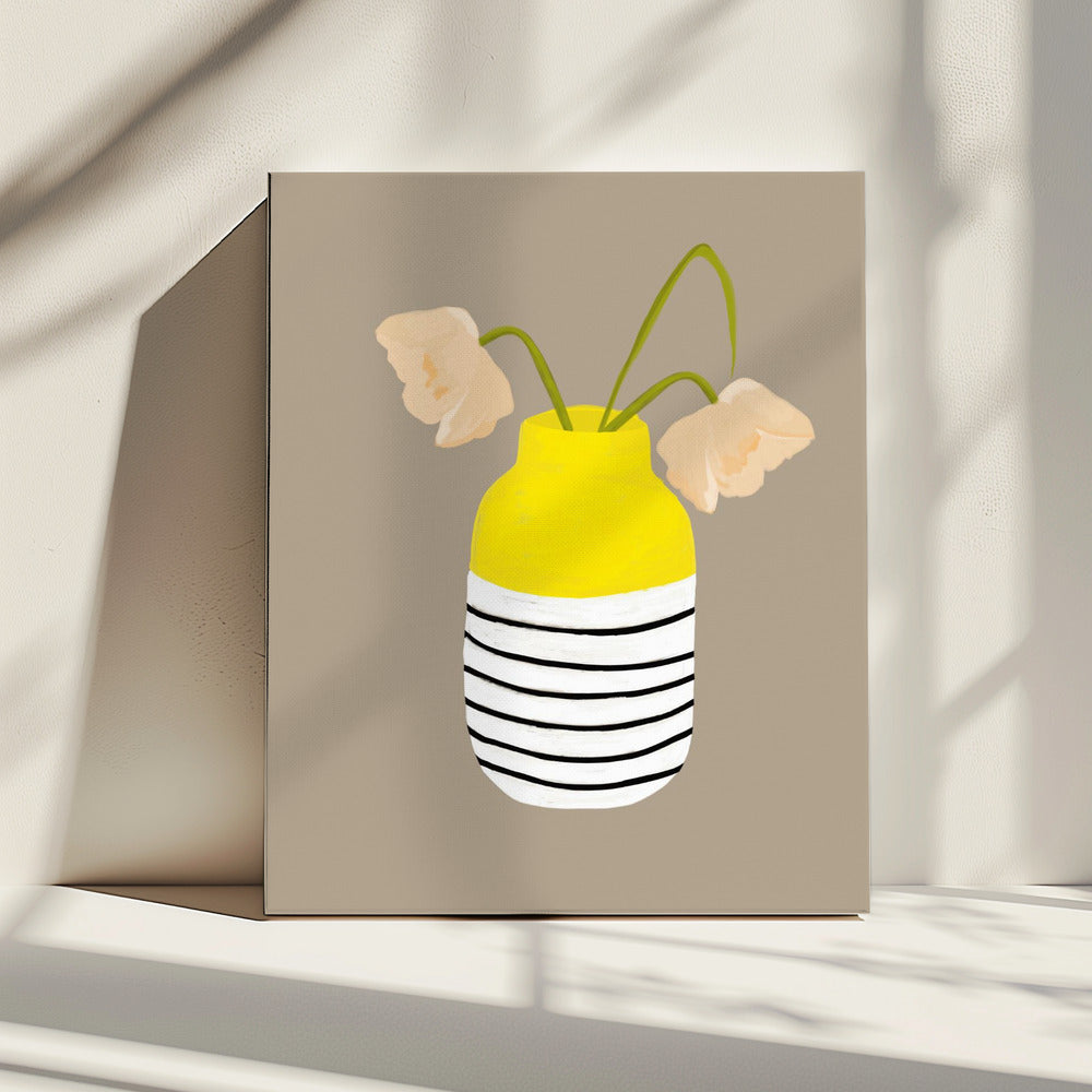 Gestreifte Vase Blüten | Leinwand