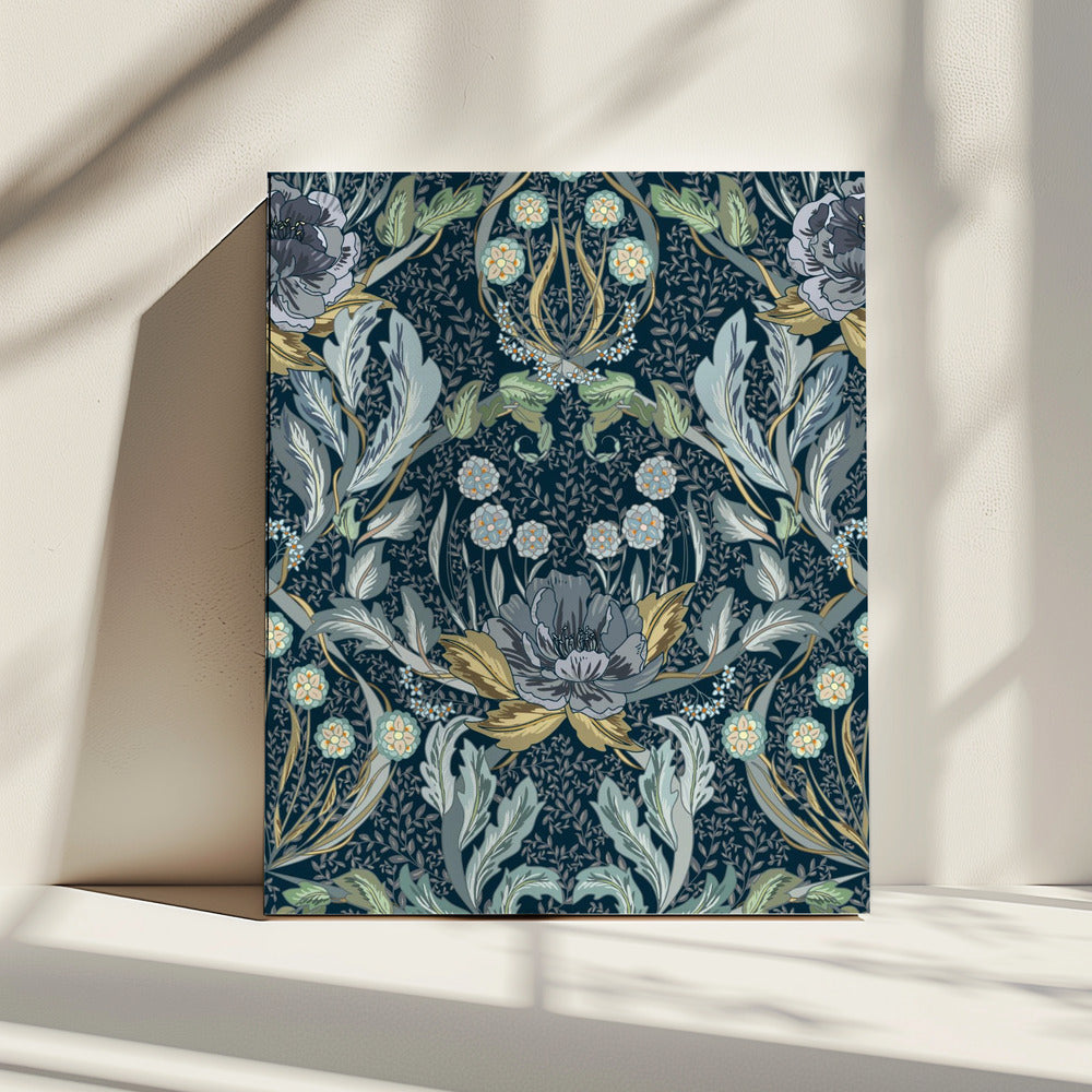 Floral Heritage Morris Moonshine Blaues Muster | Leinwand