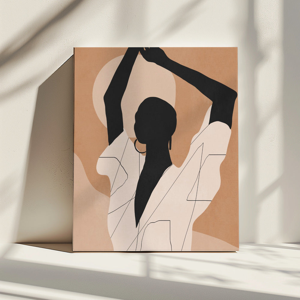 Minimalistische abstrakte Kunst Sonnenuntergang Mädchen | Leinwand