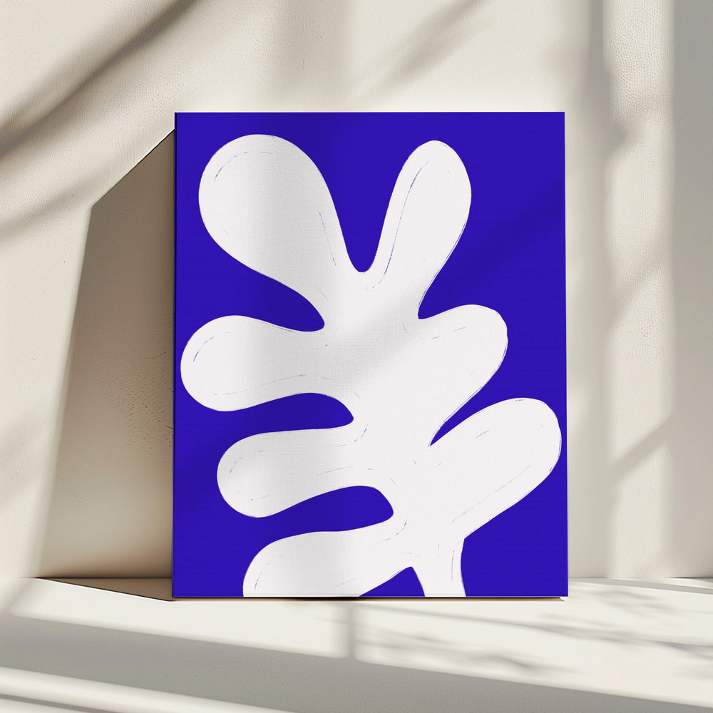 Blatt auf blauer Leinwand | Leinwand