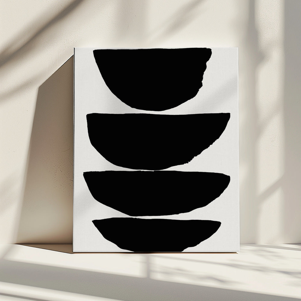 Minimalistische schwarze abstrakte Ellipsen | Leinwand