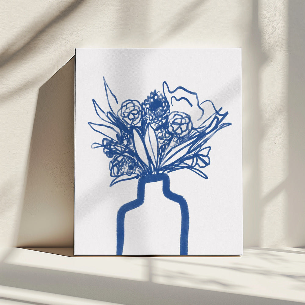 Blaue Vase Blüten | Leinwand