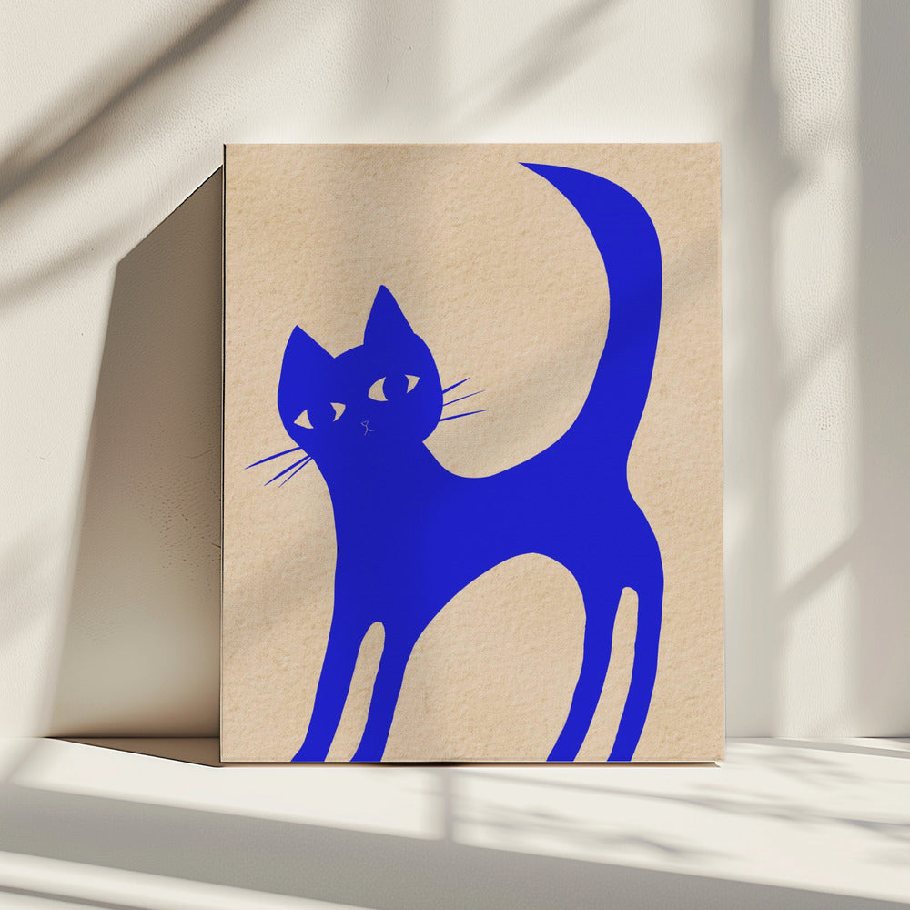 Leuchtende BLAUE Katze | Leinwand