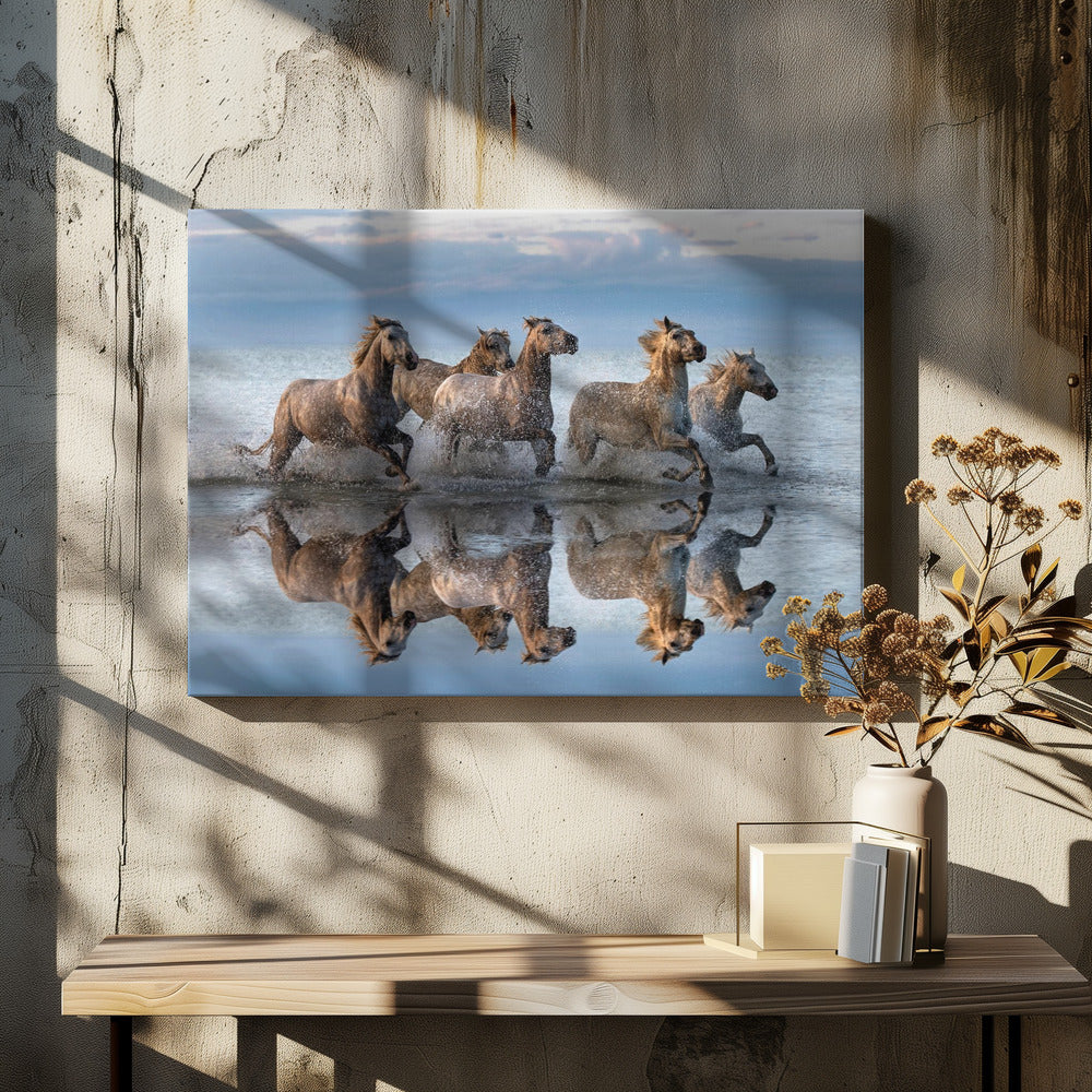 Pferde und Spiegelbild | Leinwand