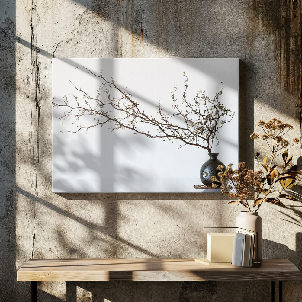 Vase und Zweig | Leinwand