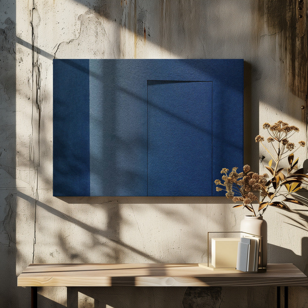 Blauer Minimalismus oder eine Geheimtür | Leinwand