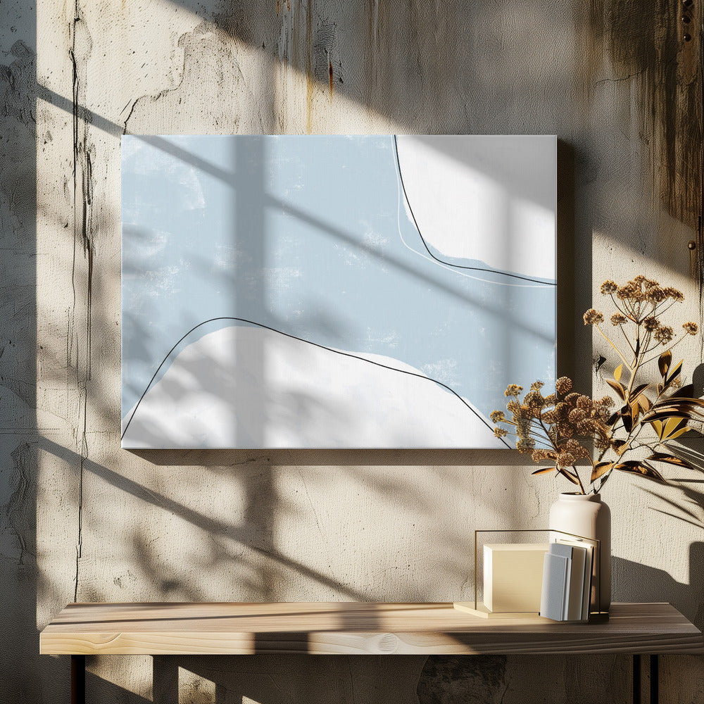 Blue And White Tones With Fluid Lines | Canvas