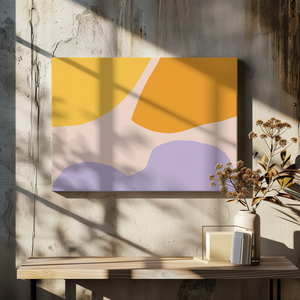 Weiche Pastellformen in Gelb, Orange und Lila | Leinwand