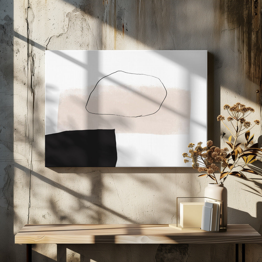 Beige Form und schwarzer Block | Leinwand