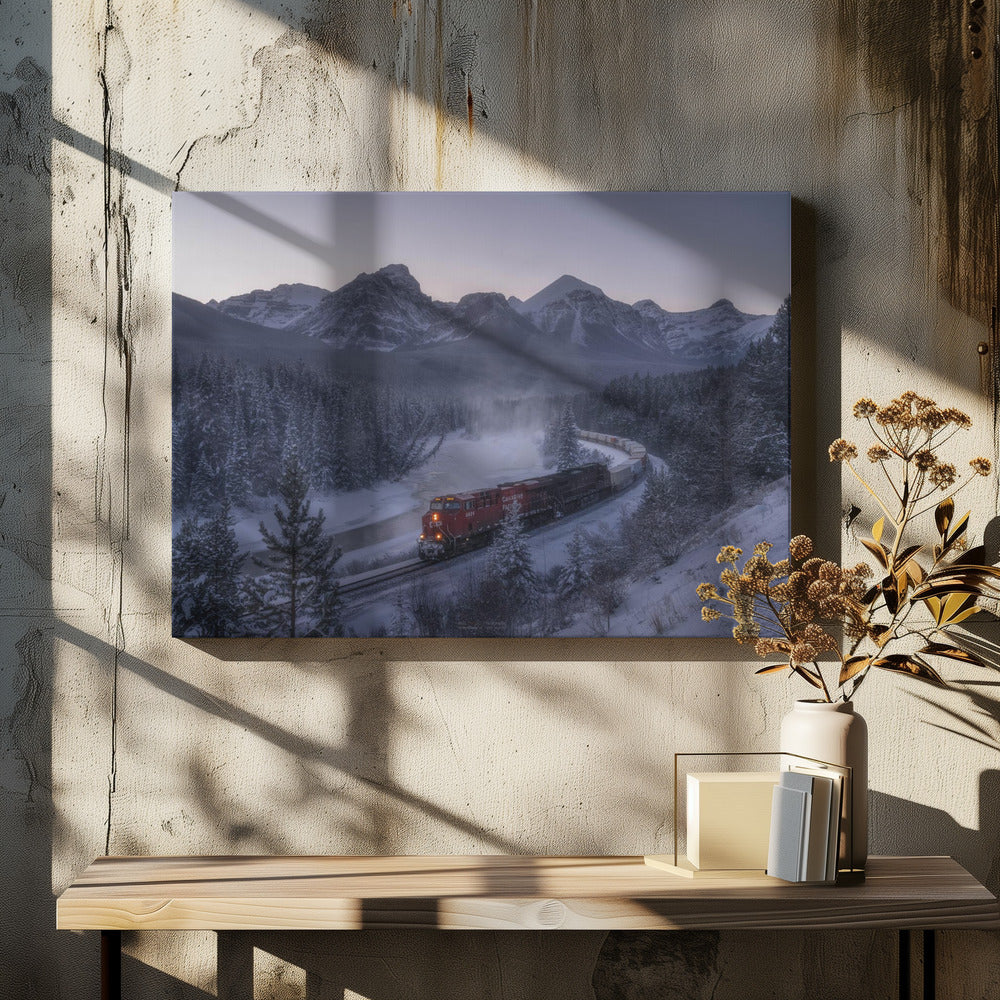 Der Zug im Schnee. | Leinwand