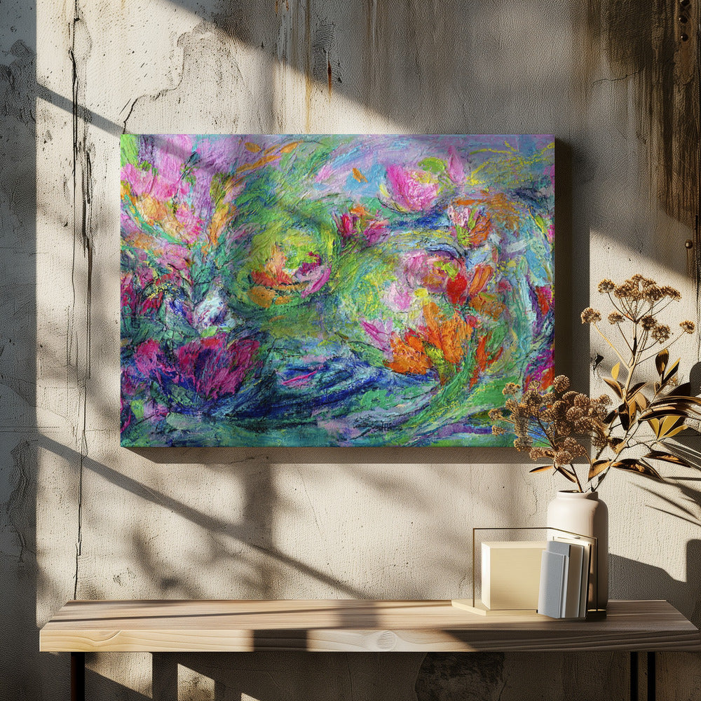 Lebendige Blumenlandschaft | Leinwand