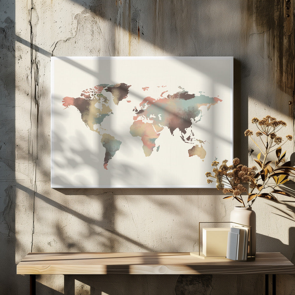 Aquarell Weltkarte | Leinwand