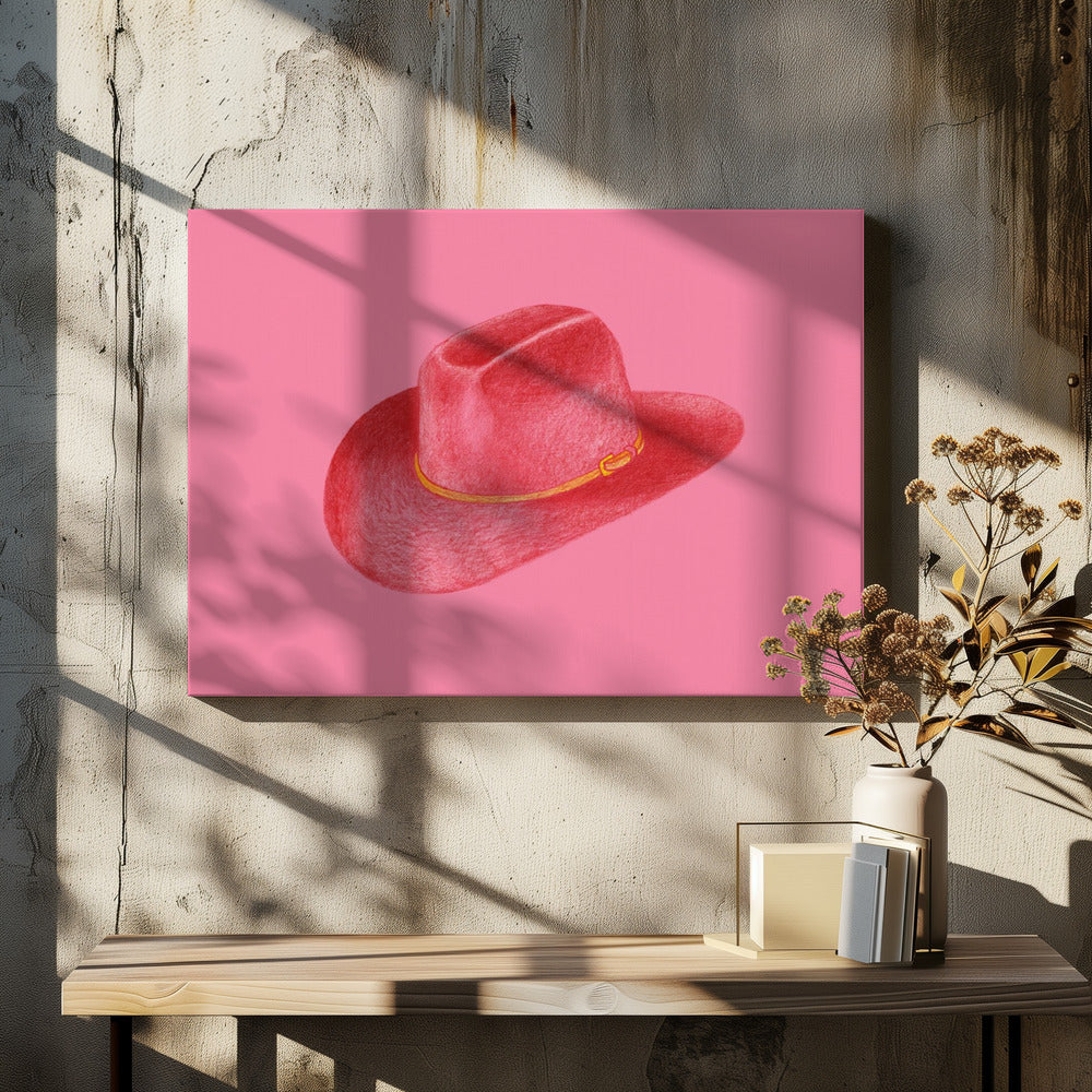 Roter Stetson auf Pink | Leinwand