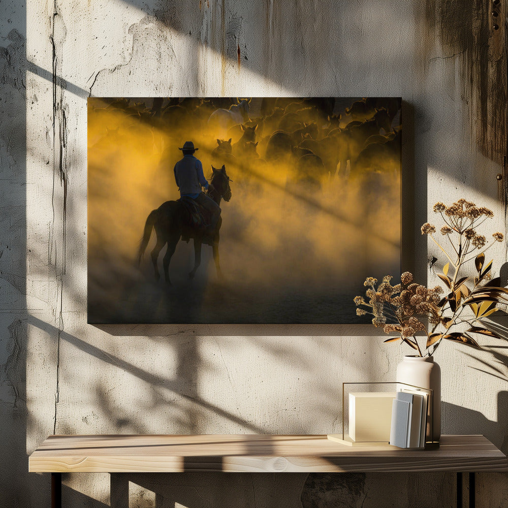 Cowboy und Pferde | Leinwand
