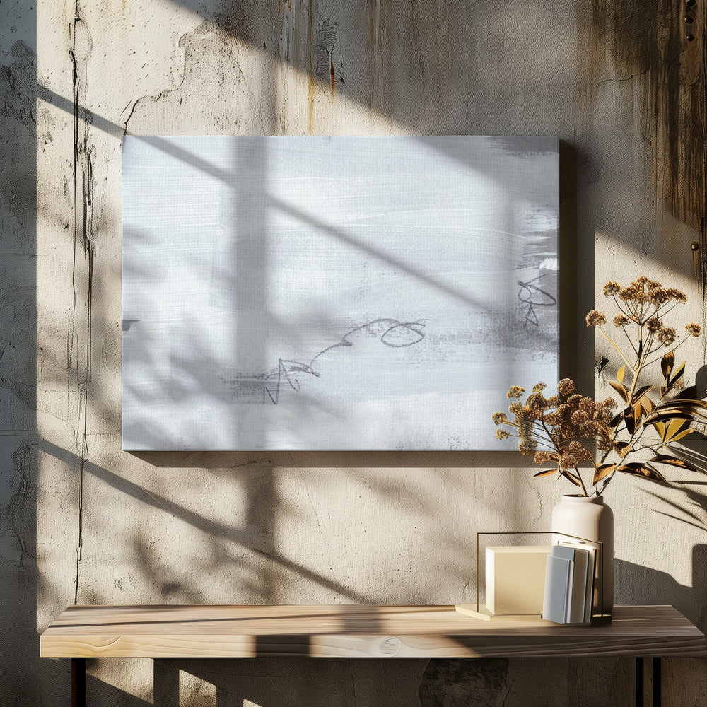 Abstrakte weiße Pinselstriche | Leinwand