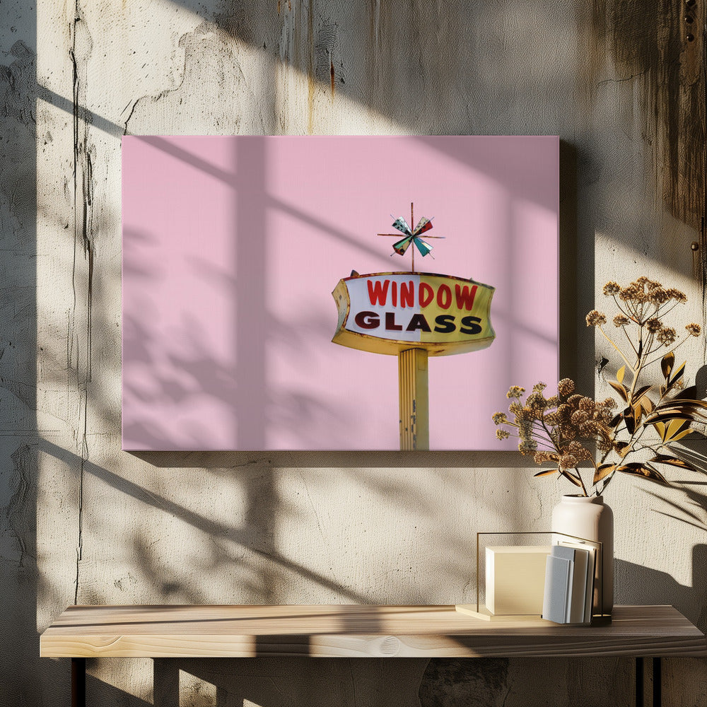Atomic Pink Starburst Vintage Schild | Leinwand