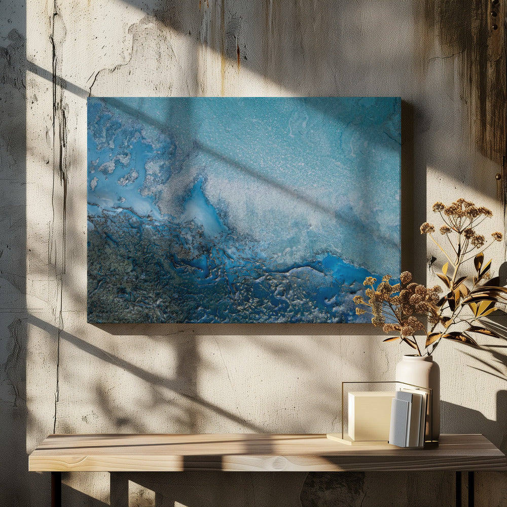 Sanftes Blau - Cyanfarbenes Wasser | Leinwand