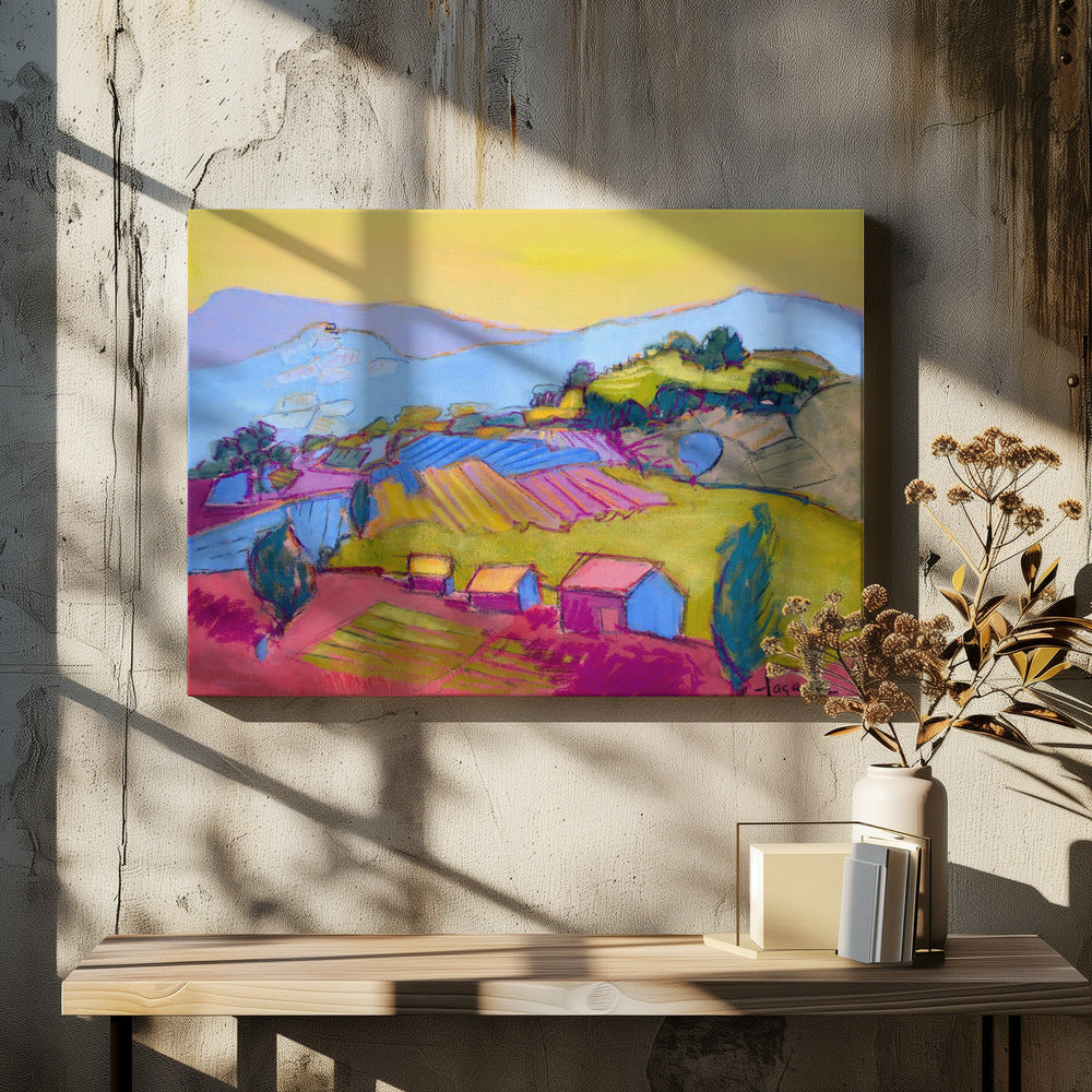 Pastell Hügelblick | Leinwand
