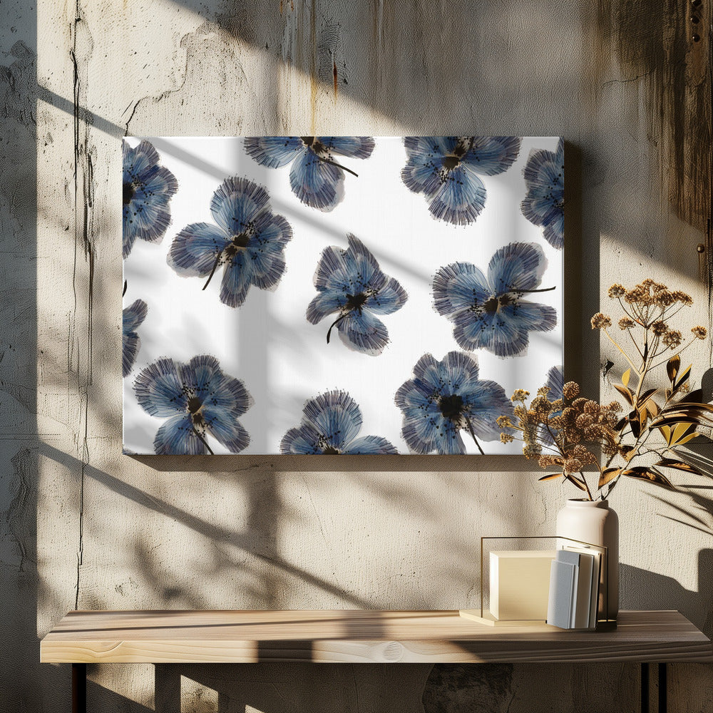 Marineblauer Blumenmix | Leinwand