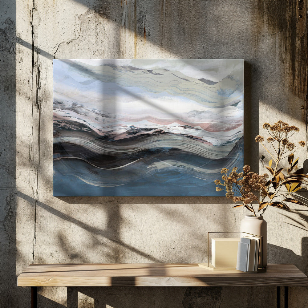 Abstrakte Landschaft Wellen Blau | Leinwand