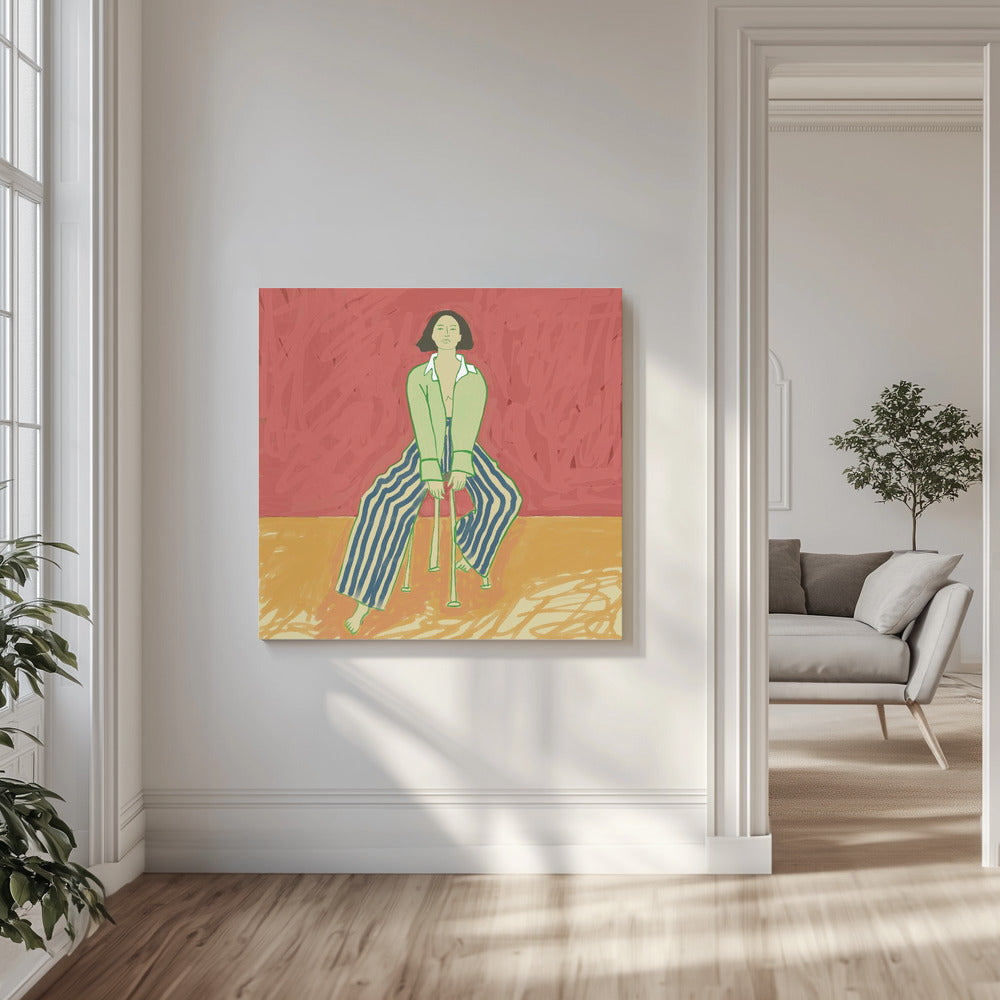 Frau auf Hocker | Leinwand
