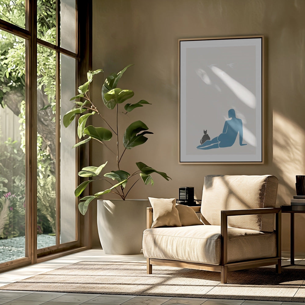 Frau und Katze | Poster