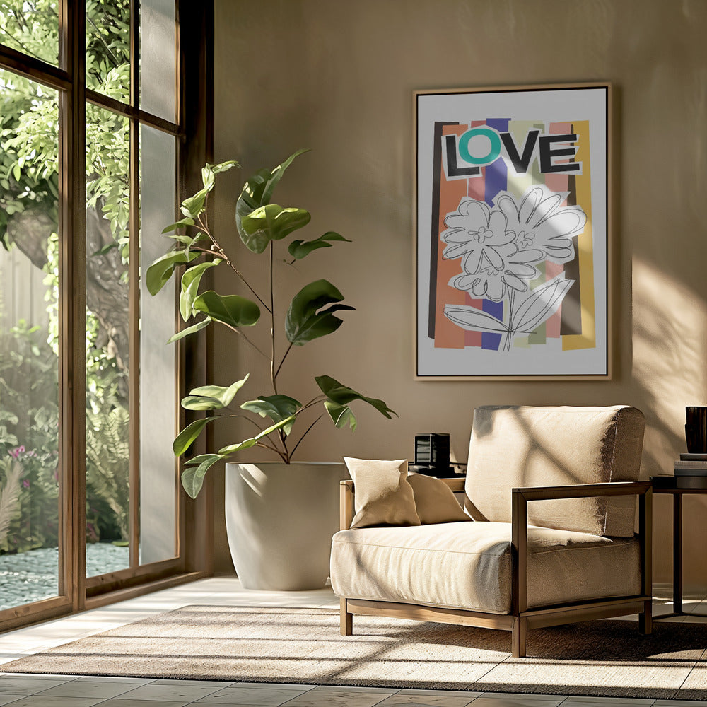Verblasste Kritzelblume | Poster