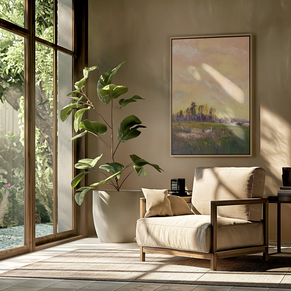 Sonnenbeschienene Wiesenlandschaft | Poster