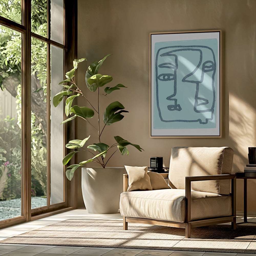 Blaue abstrakte Gesichter | Poster