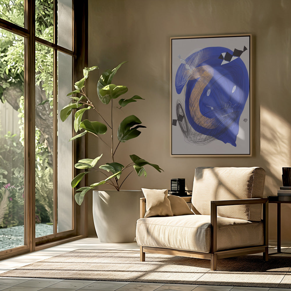 Chaotischer blauer Wirbel | Poster