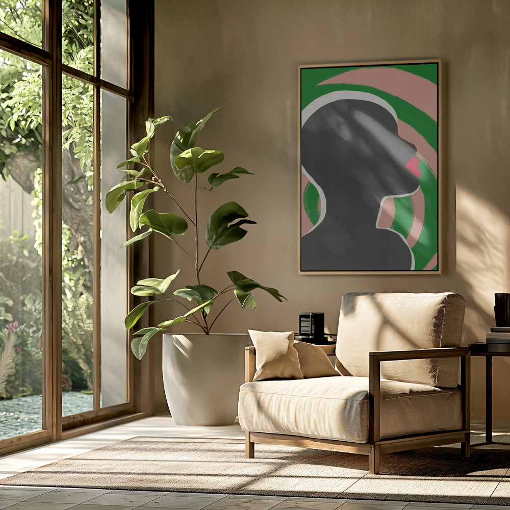 Anonymes Porträt in grüner Spirale | Poster
