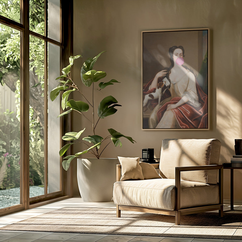 Renaissance Kaugummi Portrait und Hund / Veränderte Kunst | Poster