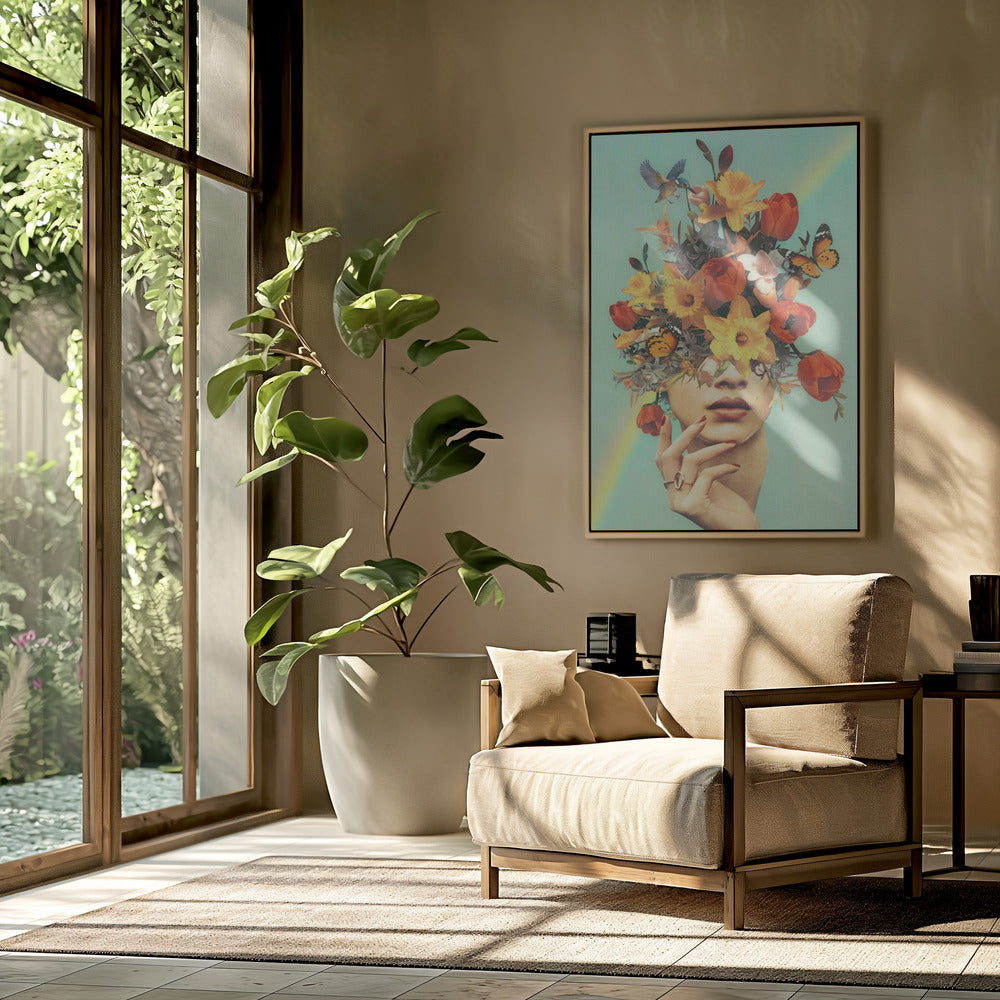 Baby&#039;s in bloom - Rainbow, flowers, birds &amp; butterflies | Poster