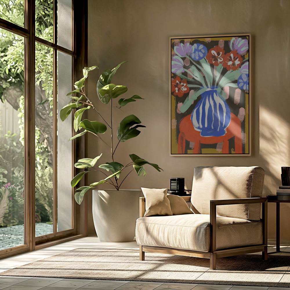 Vase mit fröhlichen Blüten | Poster