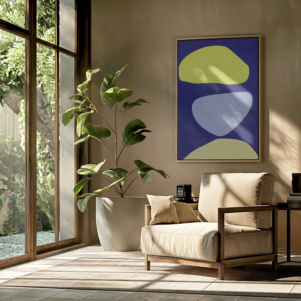 Abstrakte Formen Blau und Gelb | Poster