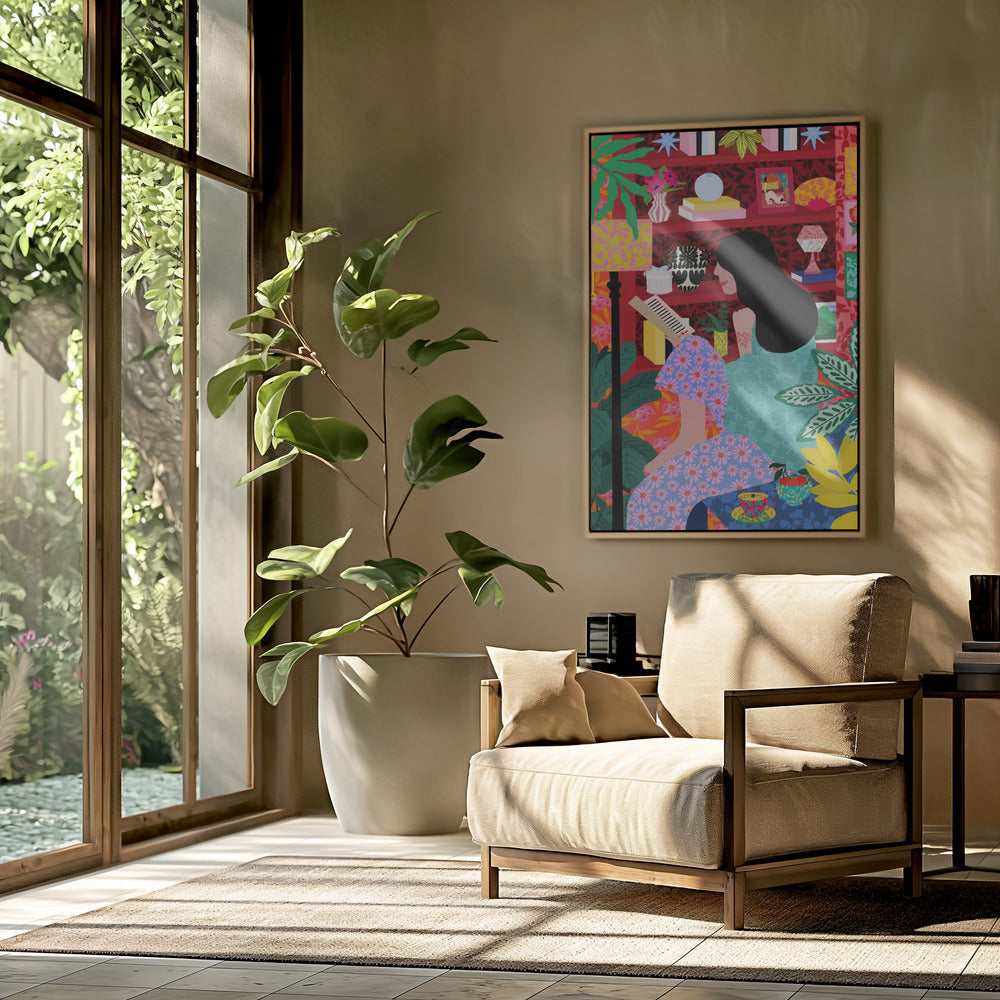 Mädchen liest ihr Lieblingsbuch | Poster