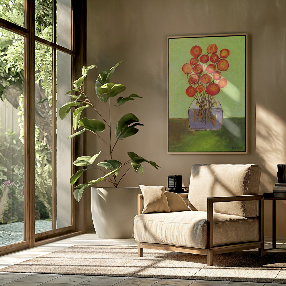 Mohnblumen in der Vase, helle Version | Poster